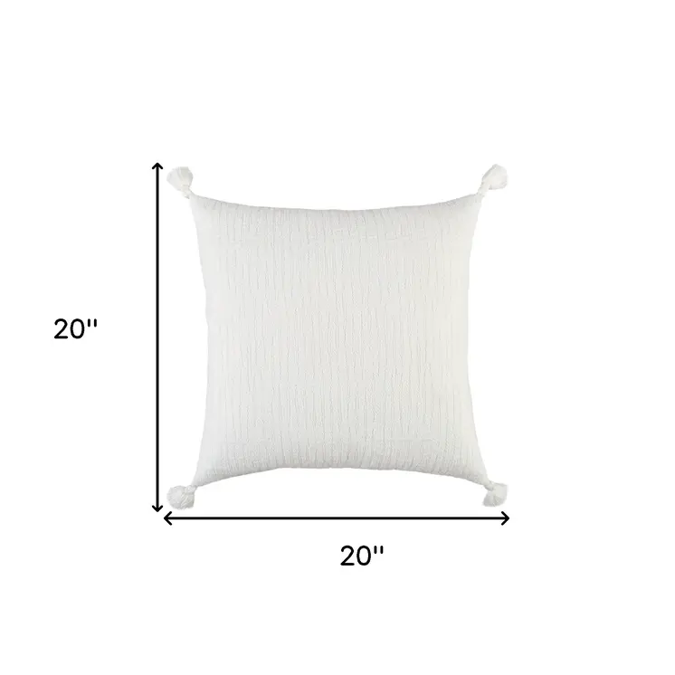 20" White Tonal Abstract Stripe Throw Pillow