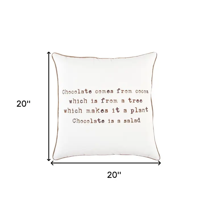Brown and White Chocolate Is A Salad Throw Pillow