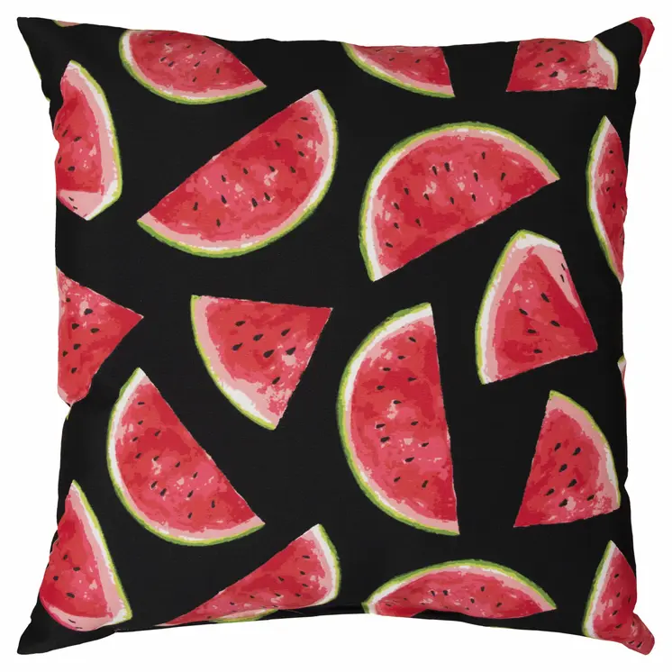 22" Black And Red Watermelon Indoor Outdoor Throw Pillow