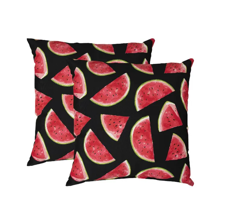 22" Black And Red Watermelon Indoor Outdoor Throw Pillow