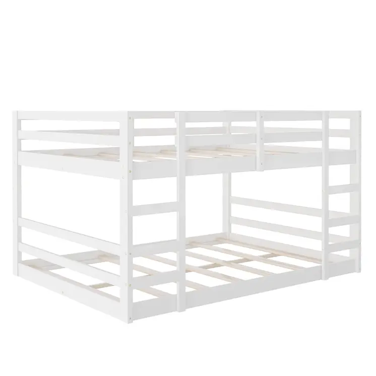 Pastel White Full Over Full Dual Ladder Bunk Bed