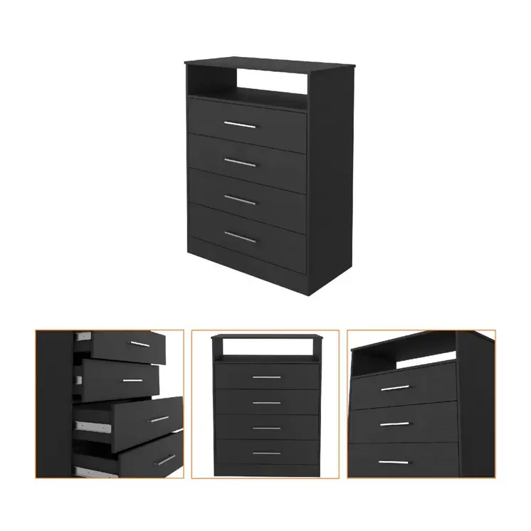 31" Black Four Drawer Vertical Dresser