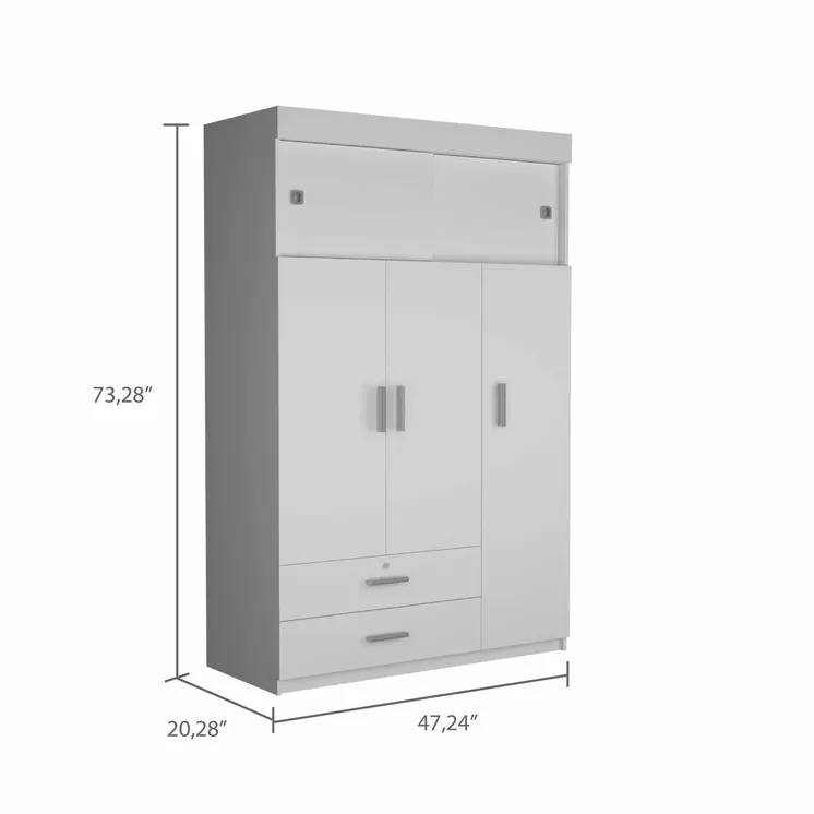 73" White Two Drawer Combo Dresser