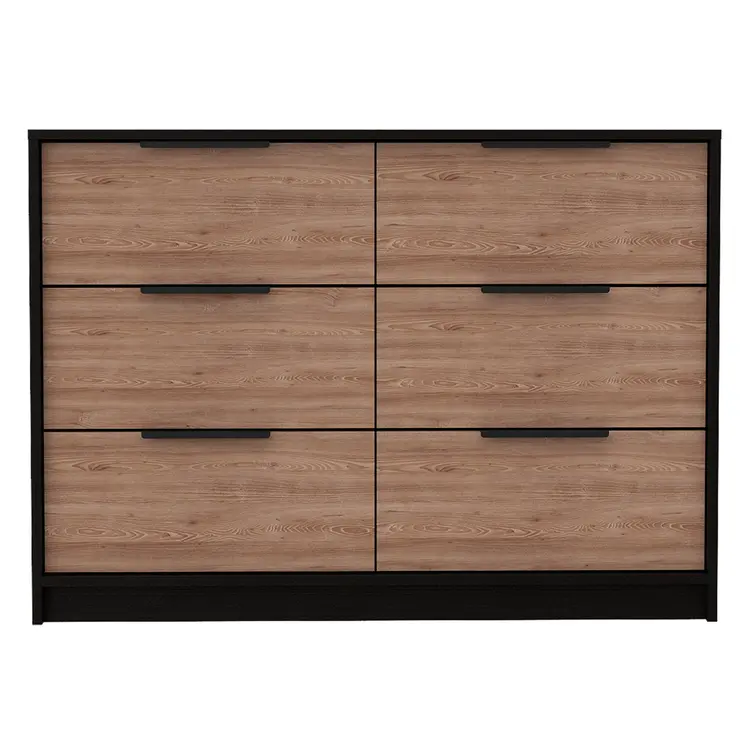 42" Brown and Black Four Drawer Dresser