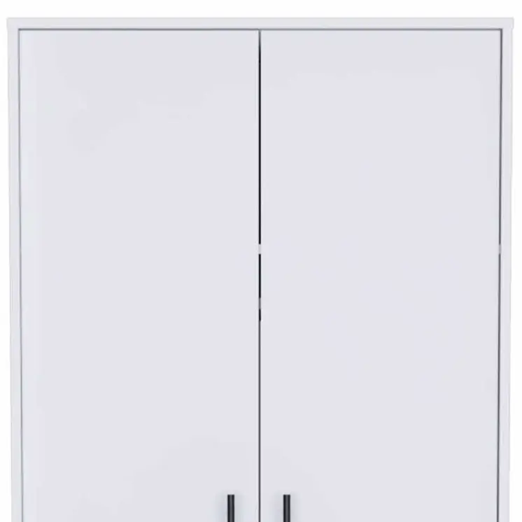 71" White Wood Two Door Single Drawer Combo Dresser