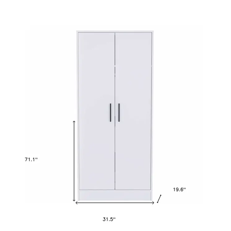 71" White Wood Two Door Single Drawer Combo Dresser