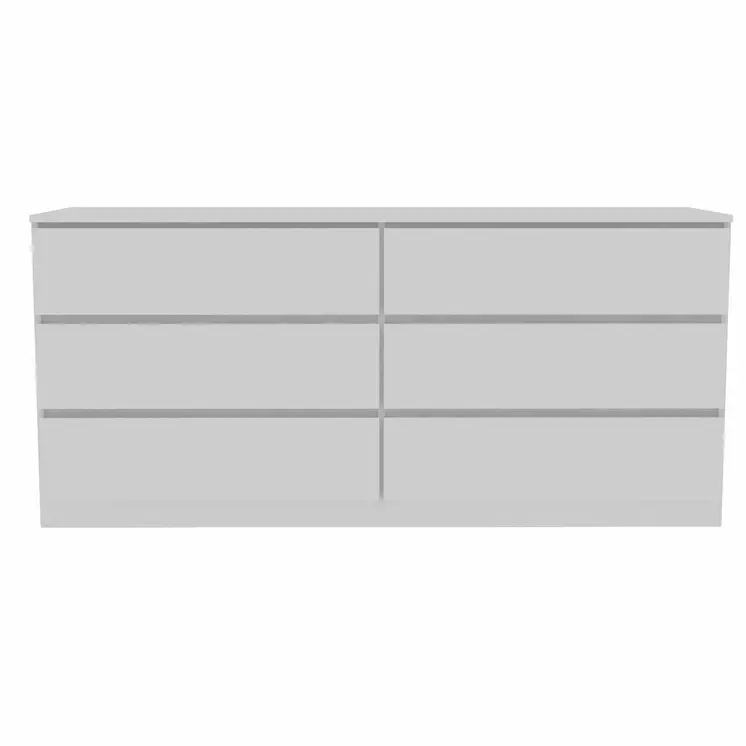 60" White Six Drawer Double Dresser