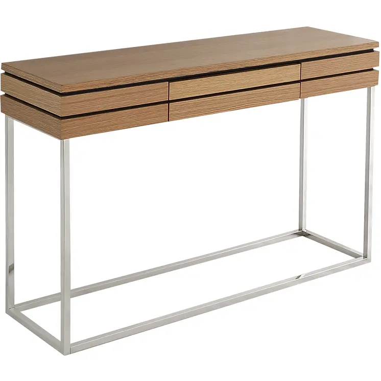 47" Brown and Silver Frame Console Table And Drawers