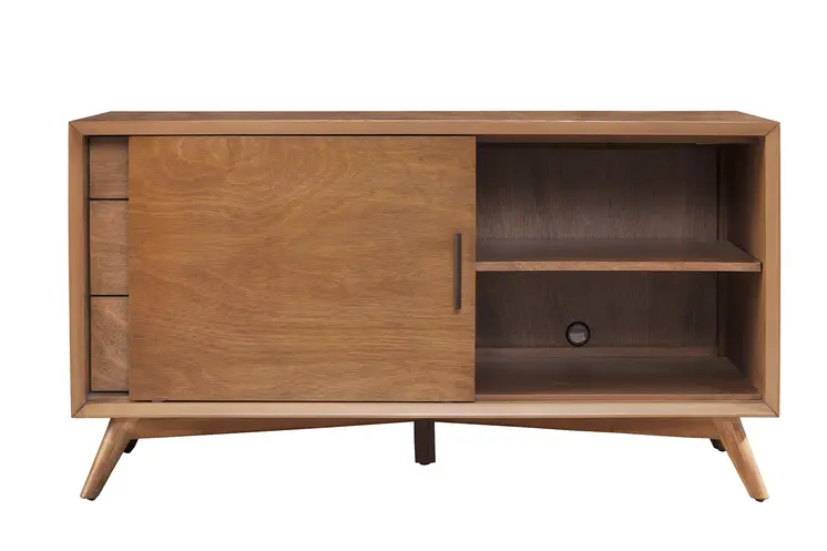 50" Mahogany Solid Wood Enclosed and Open Storage TV Stand