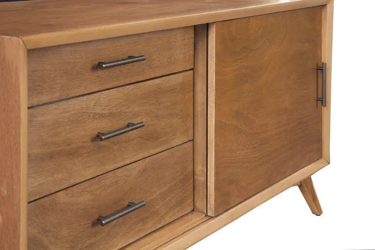 50" Mahogany Solid Wood Enclosed and Open Storage TV Stand