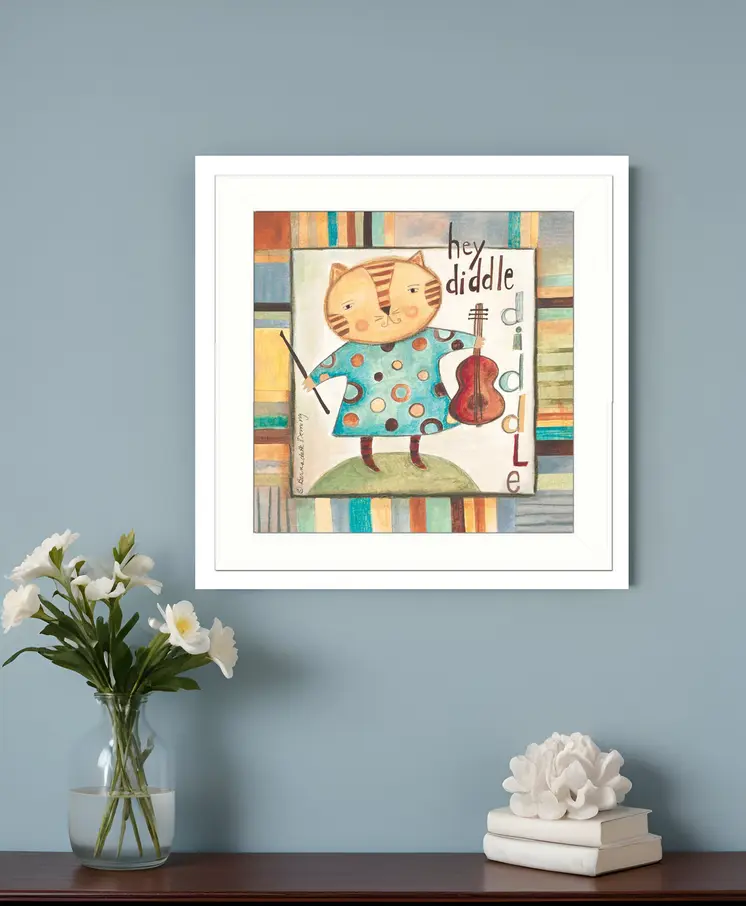 Hey Diddle Diddle White Framed Print Wall Art