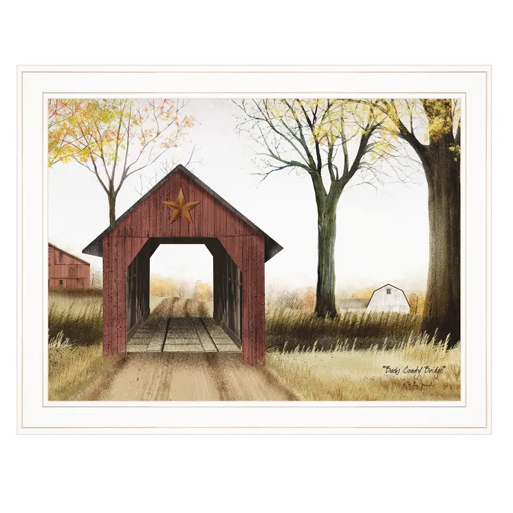 Buck County Bridge 1 White Framed Print Wall Art