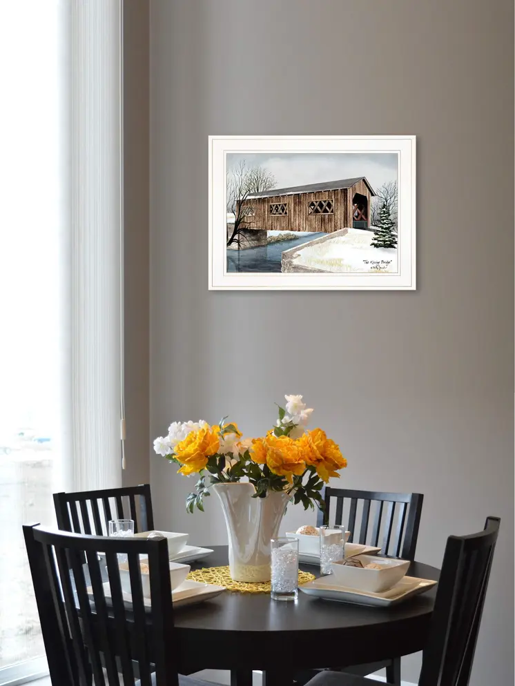 The Kissing Bridge 1 White Framed Print Wall Art