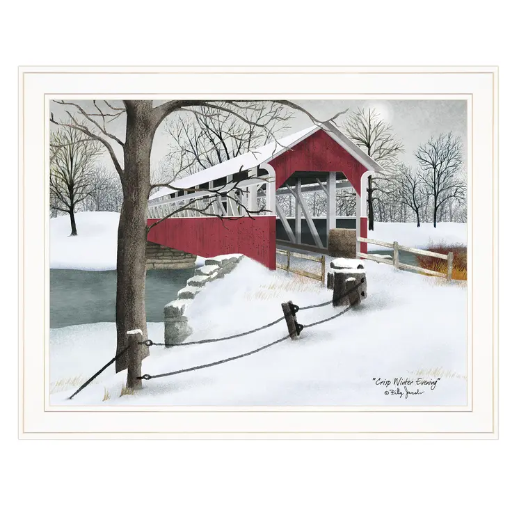 Crisp Winter Evening 3 White Framed Print Wall Art