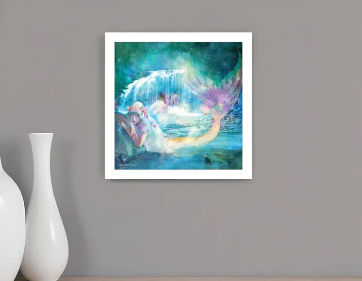 Woodland Cove Mermaid 2 White Framed Print Wall Art