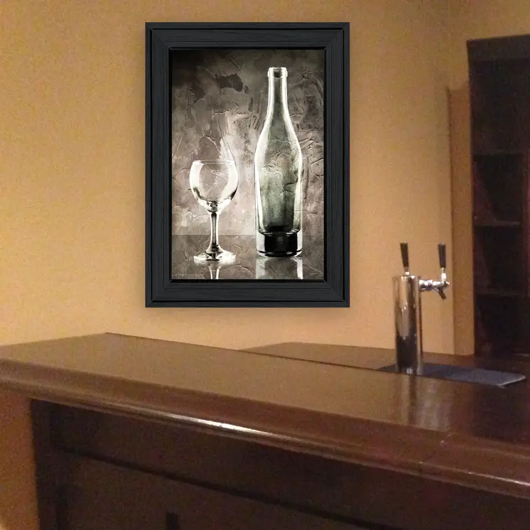 Moody Gray Wine Glass Still Life 2 Black Framed Print Wall Art