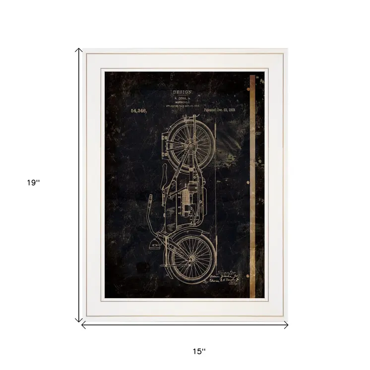 Motor Bike Patent I 1 White Framed Print Wall Art