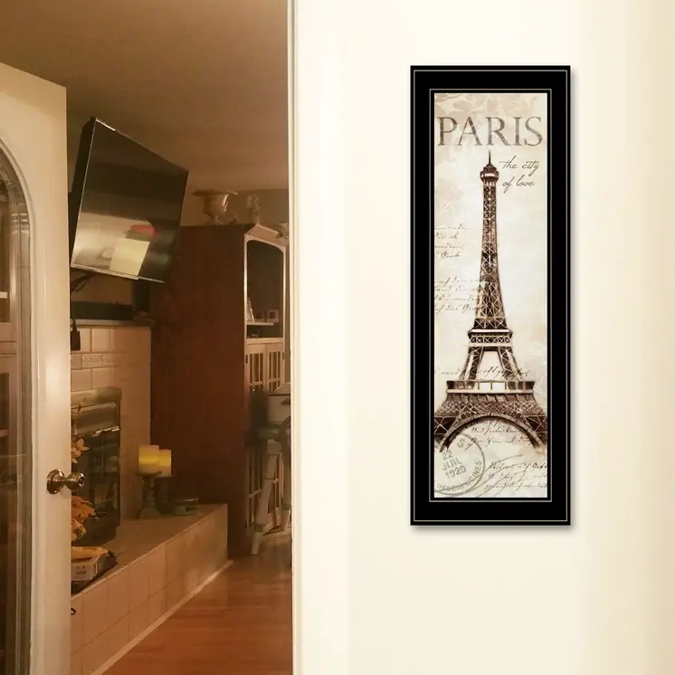 Paris Panel 2 Black Framed Print Wall Art