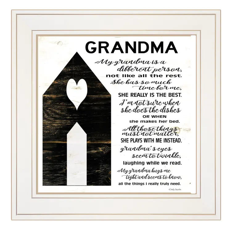 My Grandma White Framed Print Wall Art
