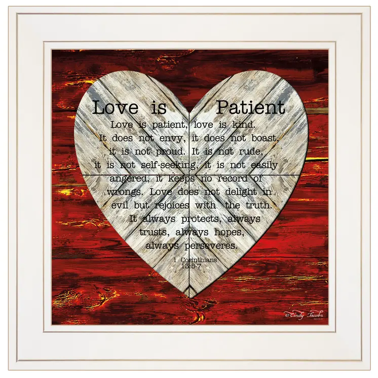 Love is Patient 1 White Framed Print Wall Art