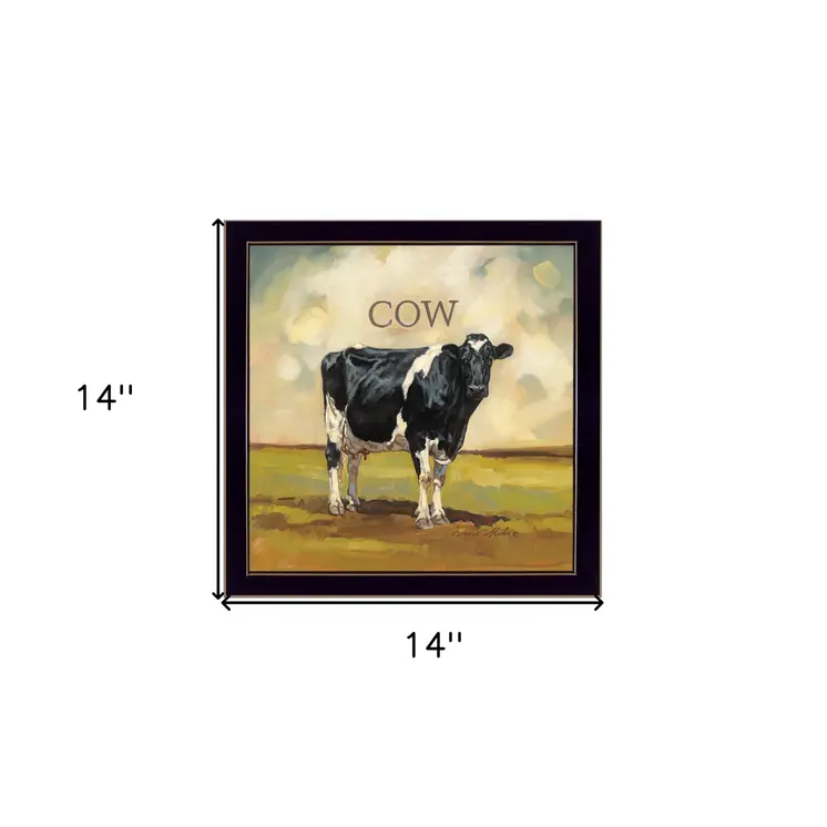 Colby the Cow Black Framed Print Wall Art