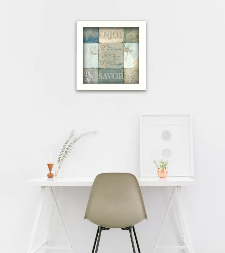 Live in the Sunshine 1 White Framed Print Wall Art