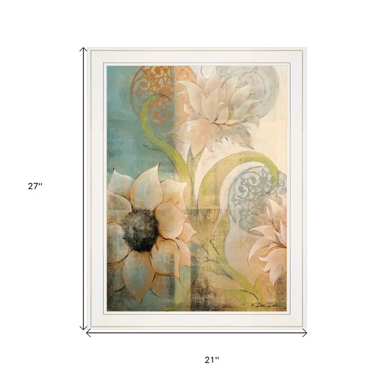 Meandering Flowers I 1 White Framed Print Wall Art