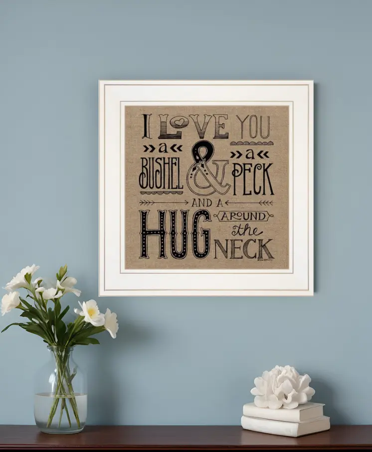 Hugs Around the Neck 1 White Framed Print Wall Art