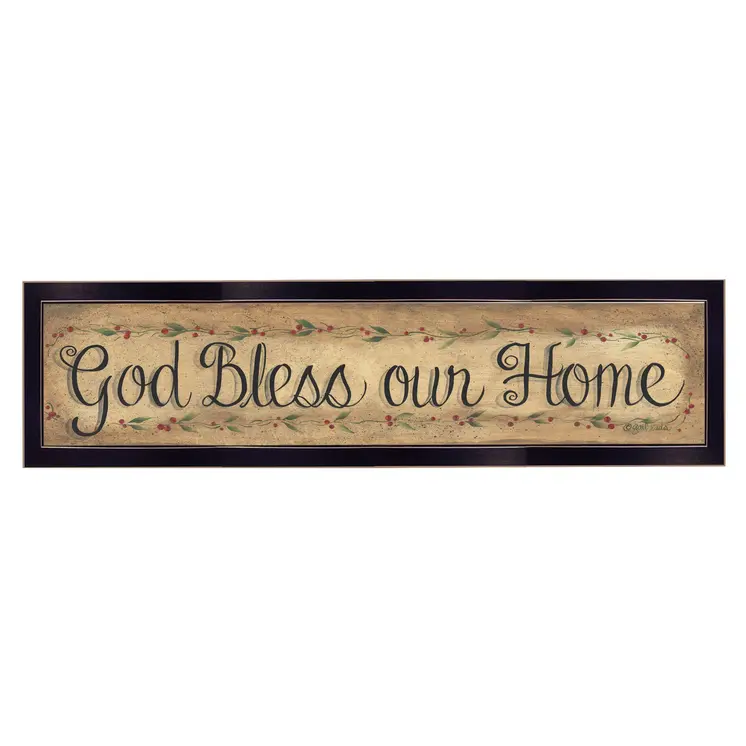 God Bless Our Home 1 Black Framed Print Wall Art