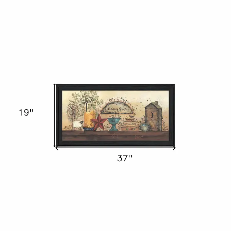 Amazing Grace Shelf 3 Black Framed Print Wall Art