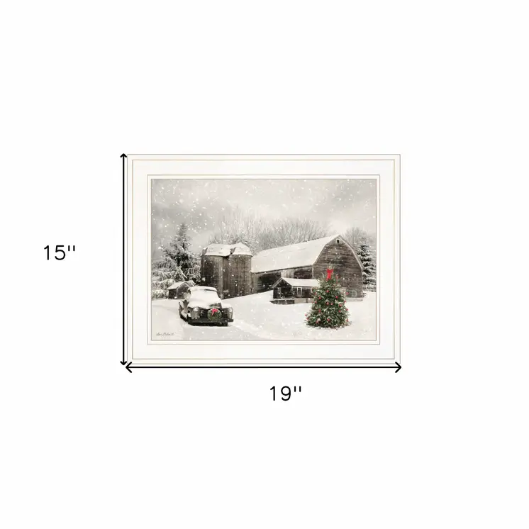 Farmhouse Christmas 1 White Framed Print Wall Art