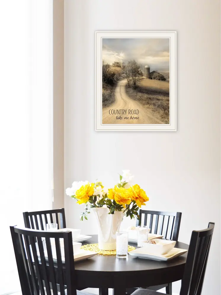 Country Road Take Me 1 White Framed Print Wall Art