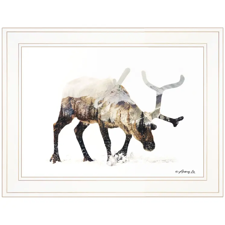 Arctic Reindeer 1 White Framed Print Wall Art