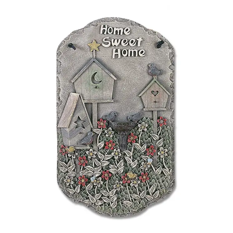 13" X 8" Gray And Ivory Bird Home Sweet Home Polyresin Wall Decor