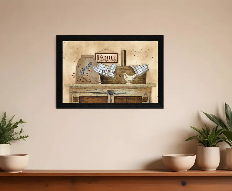 Family Still Life 1 Black Framed Print Wall Art