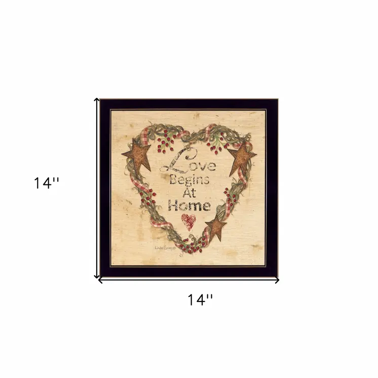 Love Begins at Home 1 Black Framed Print Wall Art