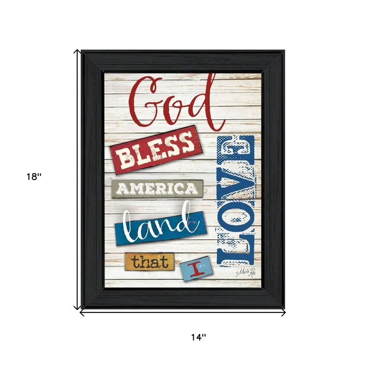 God Bless America Black Framed Print Wall Art