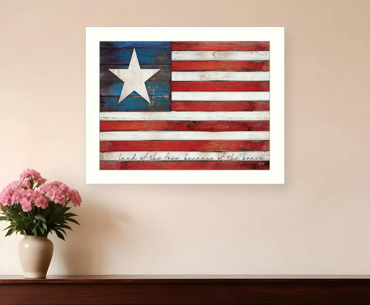 Land of the Free White Framed Print Wall Art