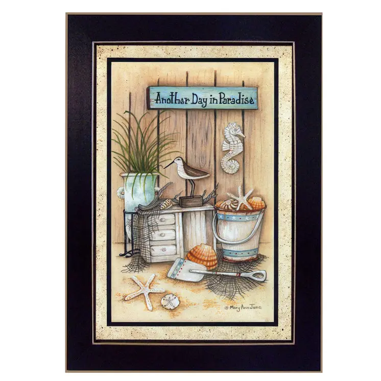Another Day in Paradise 1 Black Framed Print Wall Art