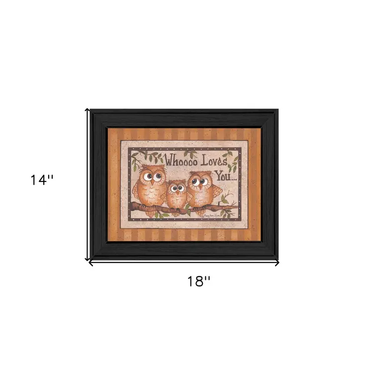Whoooo Loves You Black Framed Print Wall Art