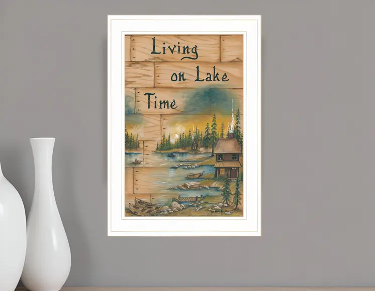 Living On The Lake 1 White Framed Print Wall Art
