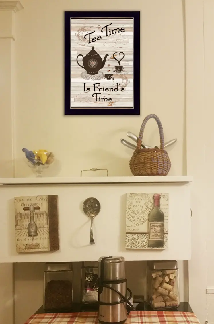 Tea Time 3 Black Framed Print Kitchen Wall Art