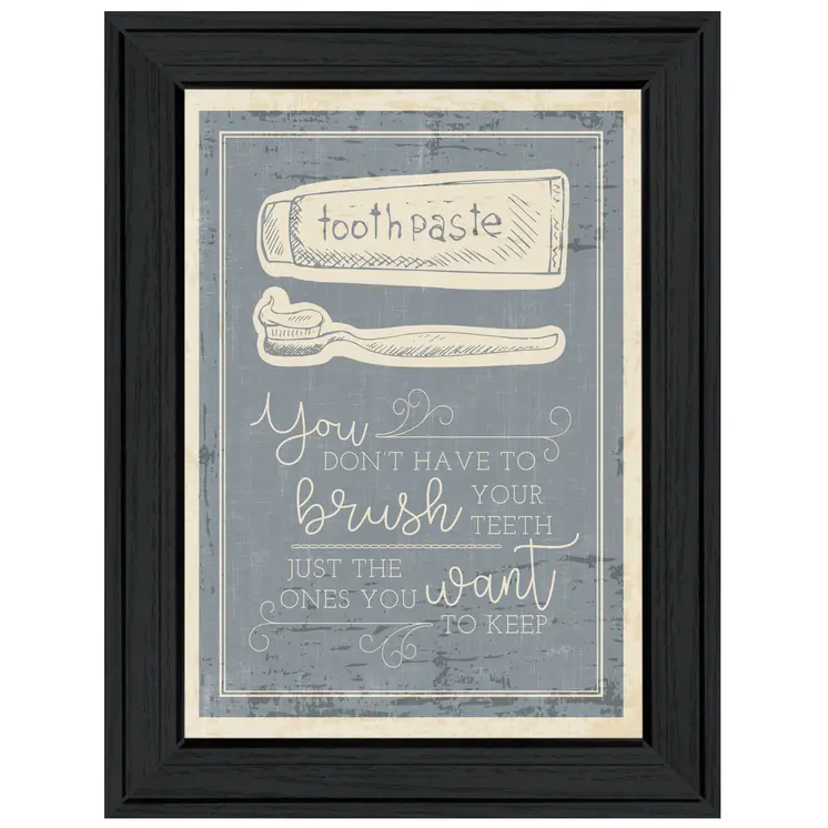 Brush Teeth 3 Black Framed Print Wall Art