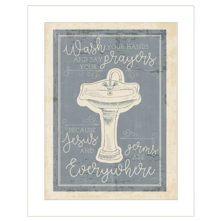 Wash Your Hands 5 White Framed Print Bathroom Wall Art