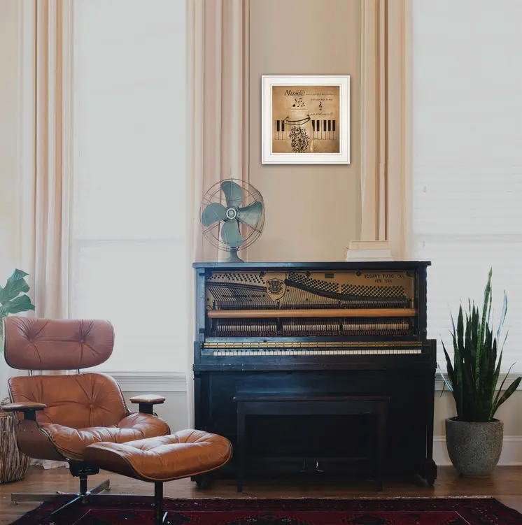 Music 1 White Framed Print Wall Art