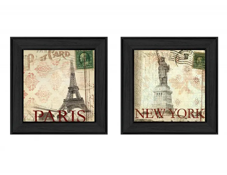 Set Of Two Post Cards Black Framed Print Wall Art