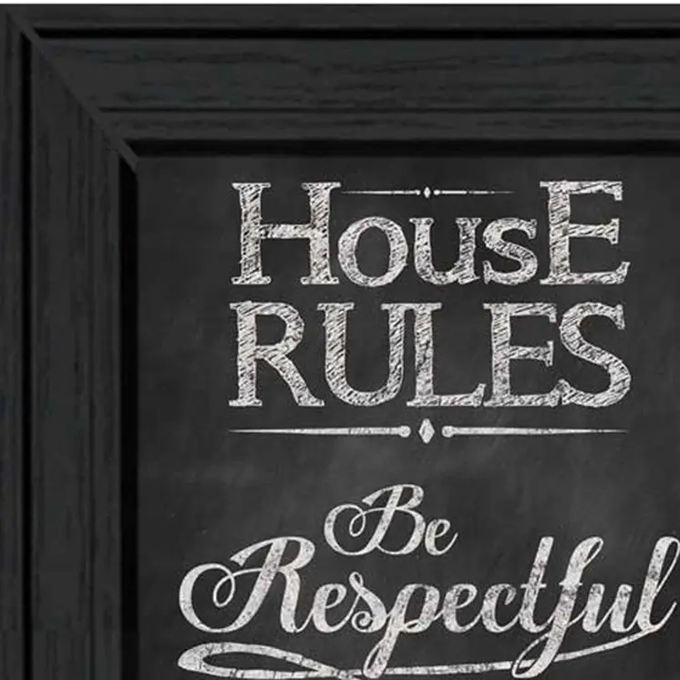 Set Of Two Family and House Rules Black Framed Print Wall Art