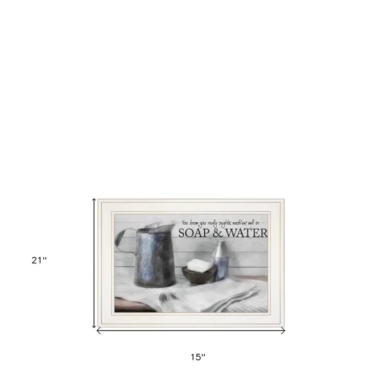 Set Of Two Soap or Floral 1 White Framed Print Bathroom Wall Art
