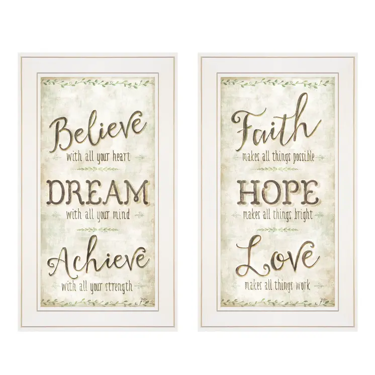 Set Of Two Faith or Believe 1 White Framed Print Wall Art