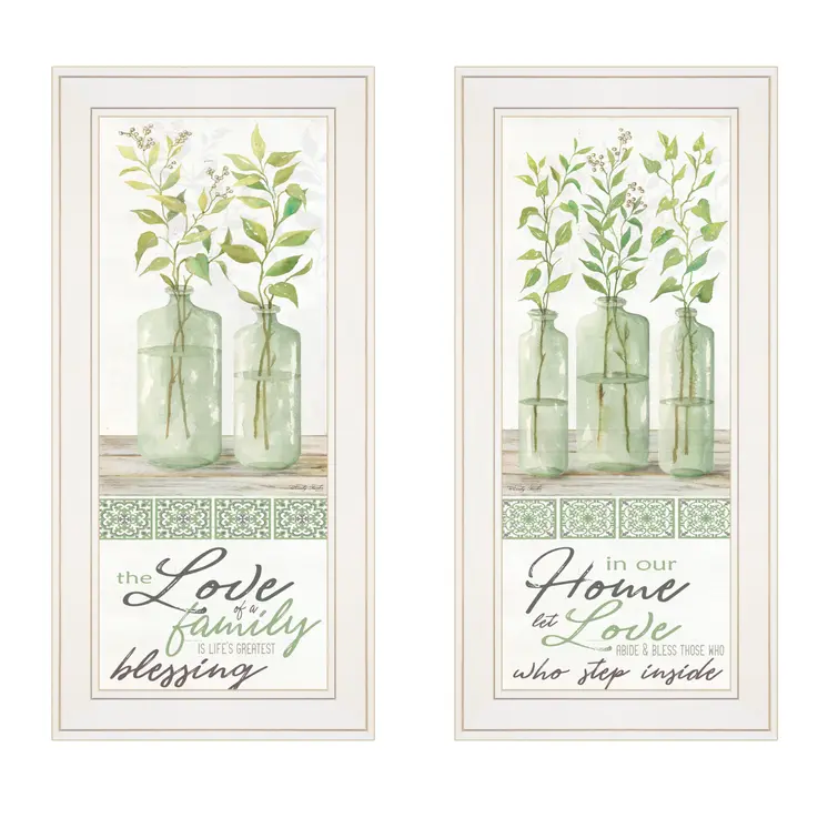 Set Of Two Home and Family White Framed Print Wall Art